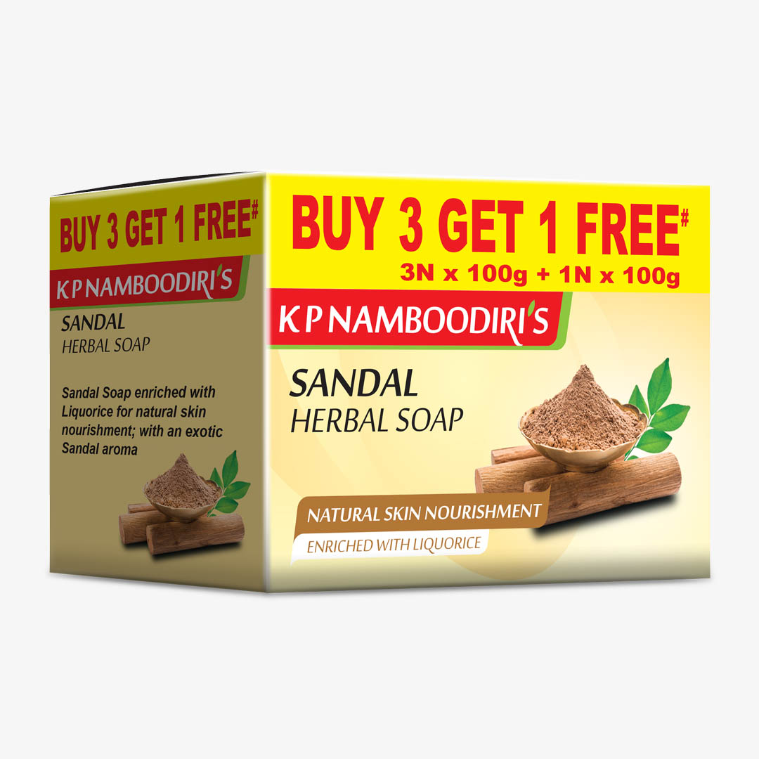 Sandal Herbal Soap (100gm) x 4 Combo Pack | K P Namboodiri's